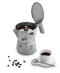 New Cafetiere Italienne Moka Gris Argent Metal /3 Tasses - Unisexe Cafetières