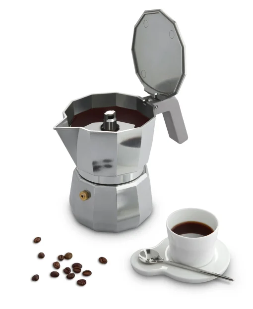 New Cafetiere Italienne Moka Gris Argent Metal /3 Tasses - Unisexe Cafetières