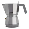 New Cafetiere Italienne Moka Gris Argent Metal /6 Tasses - Unisexe Cafetières