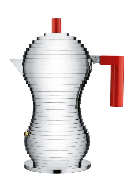New Cafetiere Italienne Pulcina Rouge Metal / Induction - 3 Tasses - Unisexe Cafetières