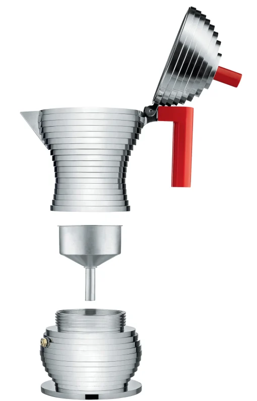 New Cafetiere Italienne Pulcina Rouge Metal / Induction - 3 Tasses - Unisexe Cafetières