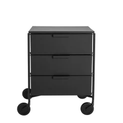 Fashion Caisson A Roulettes Mobil Plastique Noir / 3 Tiroirs - Version Mate - Unisexe Meubles De Rangement