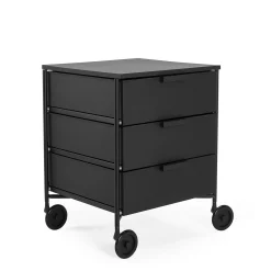 Fashion Caisson A Roulettes Mobil Plastique Noir / 3 Tiroirs - Version Mate - Unisexe Meubles De Rangement