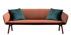 New Canape De Jardin 3 Places Tuile Metal Tissu Orange Marron /L 220 Cm - Unisexe Canapés De Jardin
