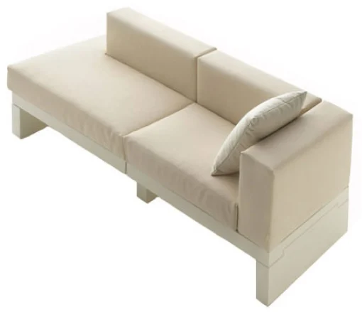 Clearance Canape De Jardin 3 Places Bellini Hour Tissu Blanc Beige / Accoudoir Gauche - L 190 Cm - Unisexe Canapés De Jardin