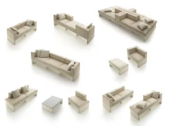 Clearance Canape De Jardin 3 Places Bellini Hour Tissu Blanc Beige / Accoudoir Gauche - L 190 Cm - Unisexe Canapés De Jardin