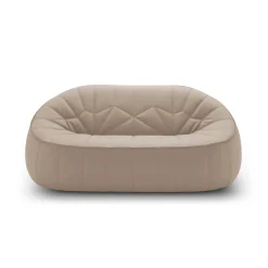 Outlet Canape De Jardin 2 Places Ottoman Similicuir Beige / L 165 Cm - Unisexe Canapés De Jardin
