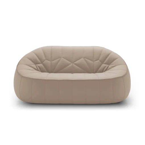 Outlet Canape De Jardin 2 Places Ottoman Similicuir Beige / L 165 Cm - Unisexe Canapés De Jardin