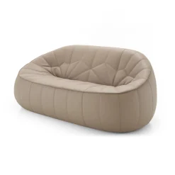 Outlet Canape De Jardin 2 Places Ottoman Similicuir Beige / L 165 Cm - Unisexe Canapés De Jardin