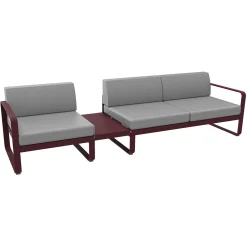 New Canape De Jardin 3 Places Bellevie Metal Tissu Gris / N° 1 A - L 275 Cm - Tissu Gris Flanelle - Unisexe Canapés De Jardin