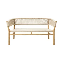 Best Sale Canape De Jardin 2 Places Kilt Tissu Beige Bois Naturel / L 130 Cm - Teck & Corde Synthetique - Unisexe Canapés De Jardin