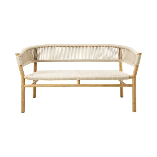 Best Sale Canape De Jardin 2 Places Kilt Tissu Beige Bois Naturel / L 130 Cm - Teck & Corde Synthetique - Unisexe Canapés De Jardin