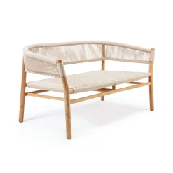 Best Sale Canape De Jardin 2 Places Kilt Tissu Beige Bois Naturel / L 130 Cm - Teck & Corde Synthetique - Unisexe Canapés De Jardin