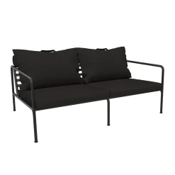 Hot Canape De Jardin 2 Places Avon Metal Tissu Noir / L 159 Cm - Unisexe Canapés De Jardin