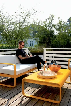 Best Sale Canape De Jardin 2 Places Bellevie Metal Tissu Gris Noir / L 160 Cm - Tissu Gris Flanelle - Unisexe Canapés De Jardin