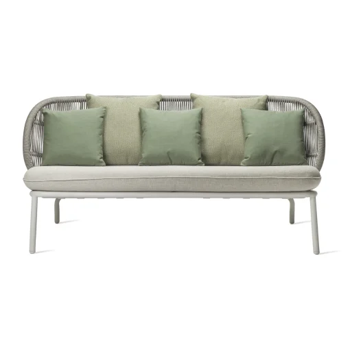 Sale Canape De Jardin 2 Places Kodo Lounge Plastique Tissu Blanc Multicolore / Corde Acrylique Tressee Main - L 165 Cm - Unisexe Canapés De Jardin