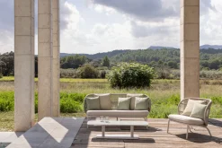 Sale Canape De Jardin 2 Places Kodo Lounge Plastique Tissu Blanc Multicolore / Corde Acrylique Tressee Main - L 165 Cm - Unisexe Canapés De Jardin