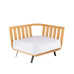 Fashion Canape De Jardin Modulable Welcome Tissu Blanc Bois Naturel / Module Accoudoir Droite L 90 Cm / - Unisexe Canapés De Jardin