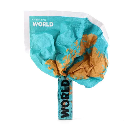 Fashion Carte Du Monde A Personnaliser Crumpled World By Cities Papier Multicolore / Noms De Villes - Feutre Effacable Inclus - 87 X 58 Cm - Unisexe Jeux Et Loisirs
