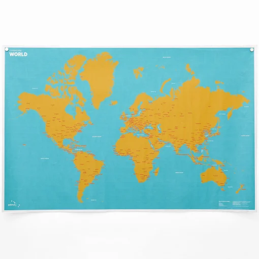 Fashion Carte Du Monde A Personnaliser Crumpled World By Cities Papier Multicolore / Noms De Villes - Feutre Effacable Inclus - 87 X 58 Cm - Unisexe Jeux Et Loisirs