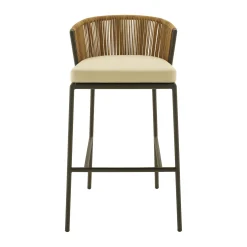 Shop Chaise De Bar Lapel Plastique Beige / Rotin Synthetique - Coussin D'Assise - Unisexe Tabourets De Bar D'extérieur
