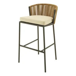 Shop Chaise De Bar Lapel Plastique Beige / Rotin Synthetique - Coussin D'Assise - Unisexe Tabourets De Bar D'extérieur