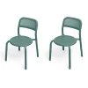 Outlet Chaise Empilable Toni Metal Vert / Set De 2 - Unisexe Chaises De Jardin