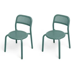 Outlet Chaise Empilable Toni Metal Vert / Set De 2 - Unisexe Chaises De Jardin