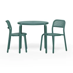 Outlet Chaise Empilable Toni Metal Vert / Set De 2 - Unisexe Chaises De Jardin