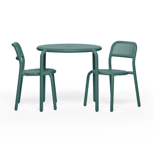 Outlet Chaise Empilable Toni Metal Vert / Set De 2 - Unisexe Chaises De Jardin