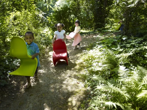 New Chaise Enfant Panton Junior Plastique Rose / By Verner Panton, 1959 - Unisexe Chaises De Jardin