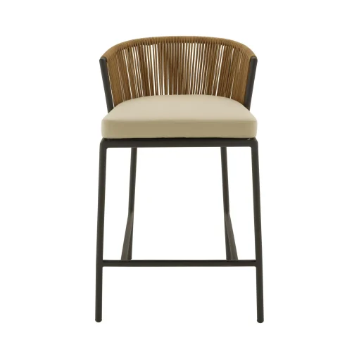 Discount Chaise Haute Lapel Plastique Beige / Rotin Synthetique - Coussin D'Assise - Unisexe Tabourets De Bar D'extérieur