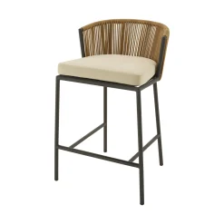Discount Chaise Haute Lapel Plastique Beige / Rotin Synthetique - Coussin D'Assise - Unisexe Tabourets De Bar D'extérieur