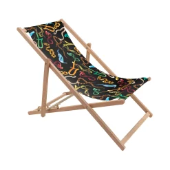 Cheap Chaise Longue Pliable Inclinable Toiletpaper Bois Multicolore Bois & Toile Multicolore / - Unisexe Bains De Soleil Chaises Longues Et Hamacs