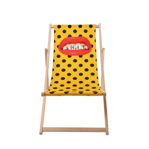 Sale Chaise Longue Pliable Inclinable Toiletpaper Bois Multicolore Bois & Toile Multicolore / - Unisexe Bains De Soleil Chaises Longues Et Hamacs