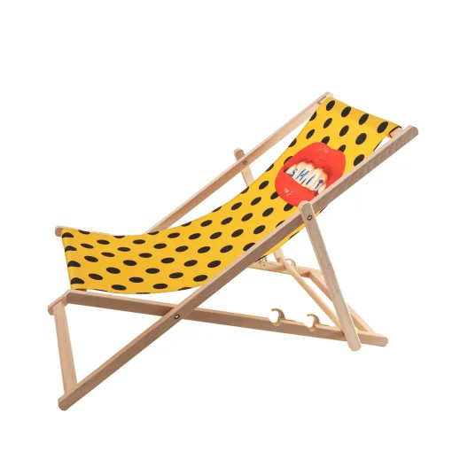 Sale Chaise Longue Pliable Inclinable Toiletpaper Bois Multicolore Bois & Toile Multicolore / - Unisexe Bains De Soleil Chaises Longues Et Hamacs