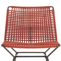 New Chaise Neil Twist Tissu Orange / Outdoor - Corde Tressee Main - Unisexe Chaises De Jardin