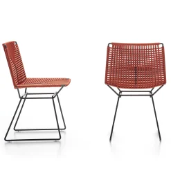 New Chaise Neil Twist Tissu Orange / Outdoor - Corde Tressee Main - Unisexe Chaises De Jardin