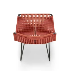 New Chaise Neil Twist Tissu Orange / Outdoor - Corde Tressee Main - Unisexe Chaises De Jardin