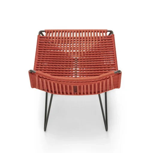 New Chaise Neil Twist Tissu Orange / Outdoor - Corde Tressee Main - Unisexe Chaises De Jardin
