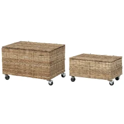 Cheap Coffre Nature Fibre Vegetale Beige / Set De 2 - Avec Roulettes / Rotin - Unisexe Mobilier Kids