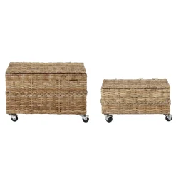 Cheap Coffre Nature Fibre Vegetale Beige / Set De 2 - Avec Roulettes / Rotin - Unisexe Mobilier Kids