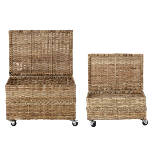 Cheap Coffre Nature Fibre Vegetale Beige / Set De 2 - Avec Roulettes / Rotin - Unisexe Mobilier Kids