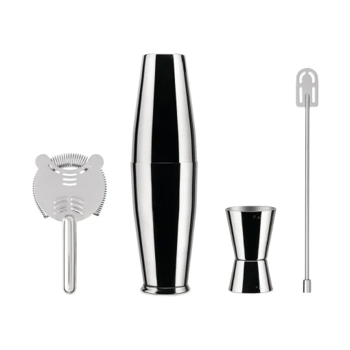 Best Sale Coffret Shaker Lunar Eclipse Metal / By Ettore Sottsass - Set 4 Pieces - Unisexe Terrasses Et Balcons