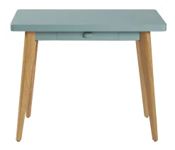 New Console 55 Metal Vert Bois Naturel / Avec Tiroir - Metal & Pieds Bois - Unisexe Consoles