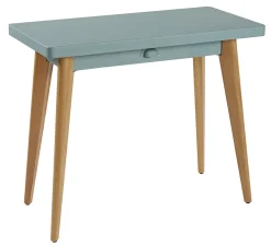 New Console 55 Metal Vert Bois Naturel / Avec Tiroir - Metal & Pieds Bois - Unisexe Consoles
