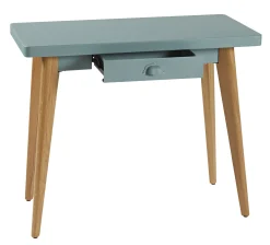 New Console 55 Metal Vert Bois Naturel / Avec Tiroir - Metal & Pieds Bois - Unisexe Consoles