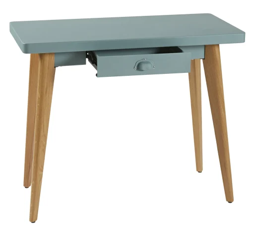 New Console 55 Metal Vert Bois Naturel / Avec Tiroir - Metal & Pieds Bois - Unisexe Consoles