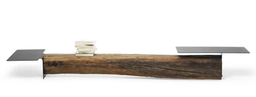 New Console Basse Beam Noir Bois Naturel / L 220 Cm - Unisexe Consoles