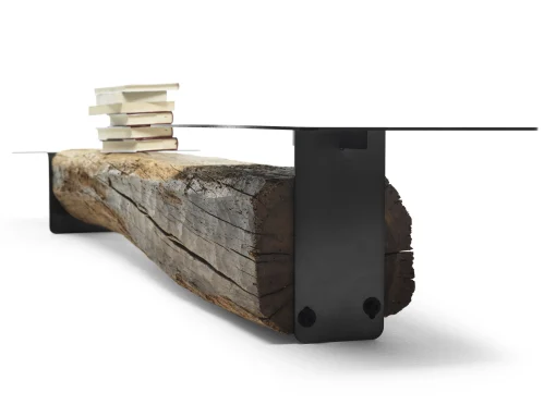 New Console Basse Beam Noir Bois Naturel / L 220 Cm - Unisexe Consoles